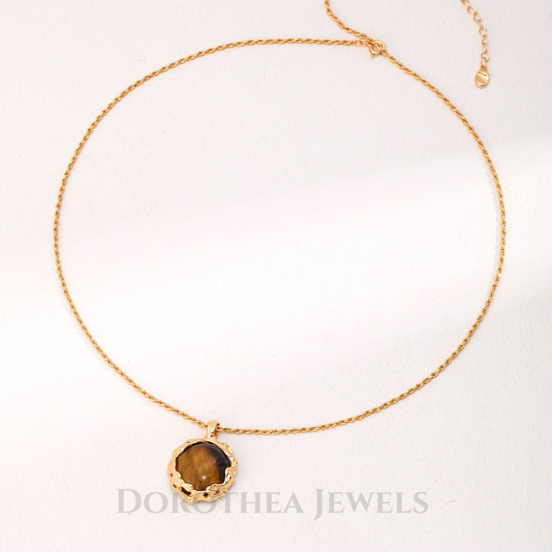 S925 Sterling Silver | Natural Freshwater Pearls Enamel / Natural Tiger's Eye Stone Necklace - DOROTHEA JEWELS