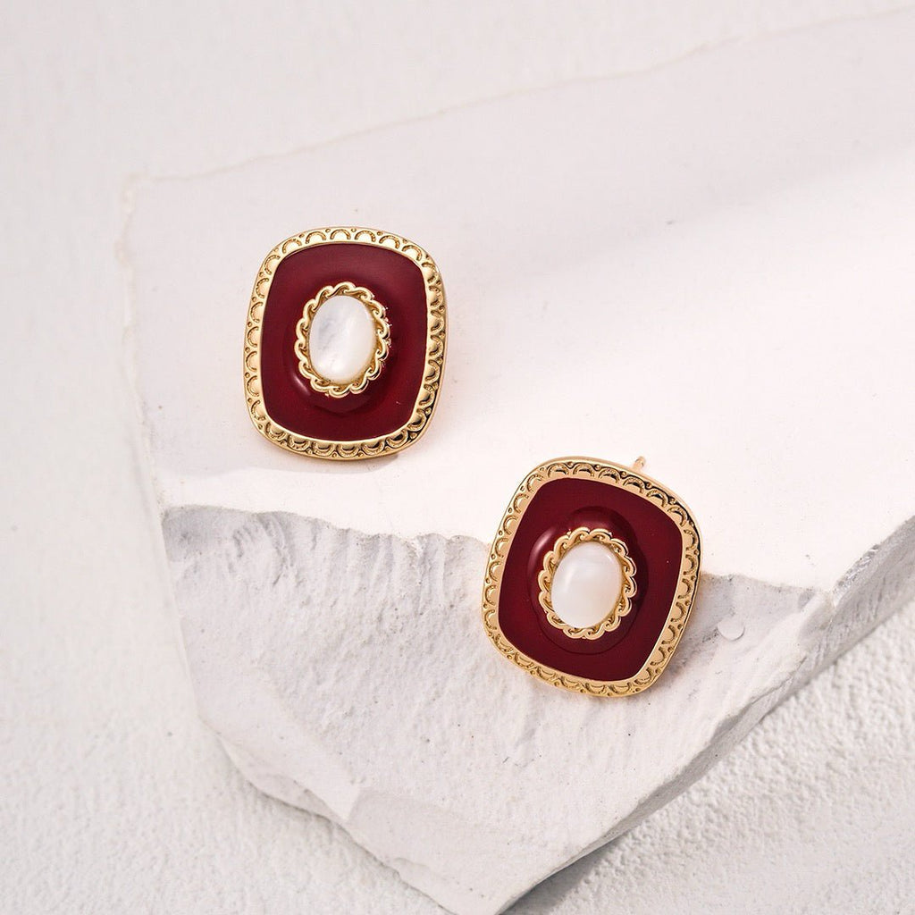 S925 Silver Minimalist Enamel Shell Earrings - DOROTHEA JEWELS
