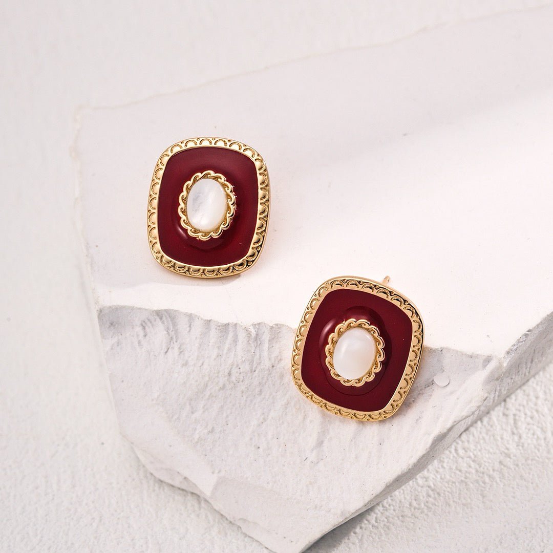 S925 Silver Minimalist Enamel Shell Earrings - DOROTHEA JEWELS