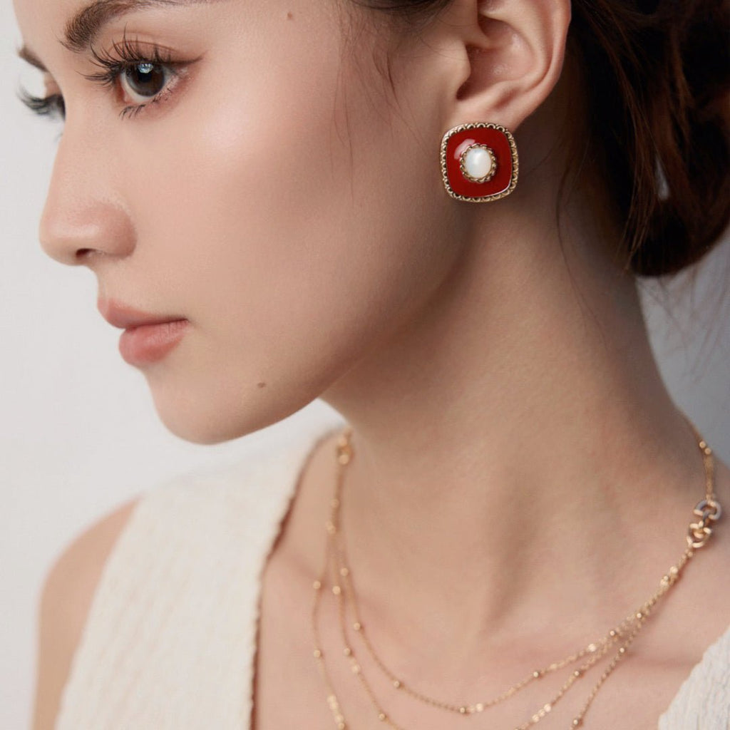 S925 Silver Minimalist Enamel Shell Earrings - DOROTHEA JEWELS