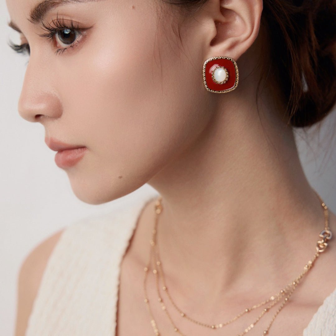 S925 Silver Minimalist Enamel Shell Earrings - DOROTHEA JEWELS