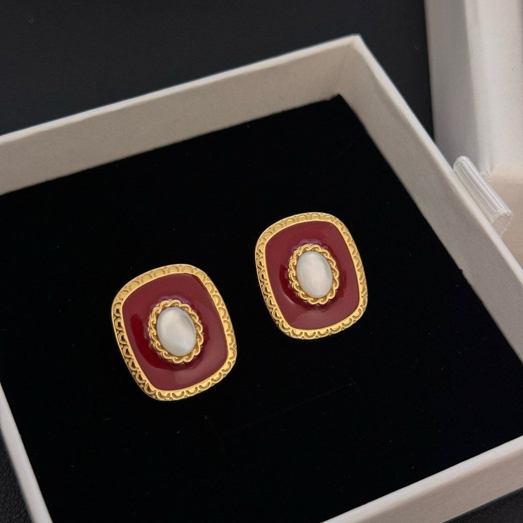 S925 Silver Minimalist Enamel Shell Earrings - DOROTHEA JEWELS