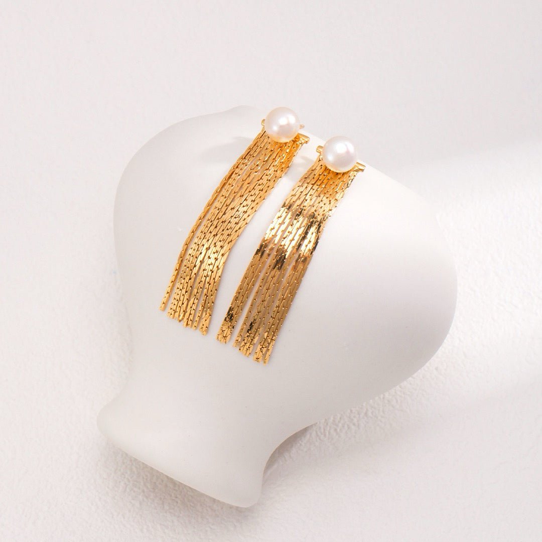 Lumiere Pearl Tassel Drop Earrings - DOROTHEA JEWELS