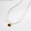 S925 Sterling Silver Natural Pearl & Tiger's Eye Necklace - DOROTHEA JEWELS