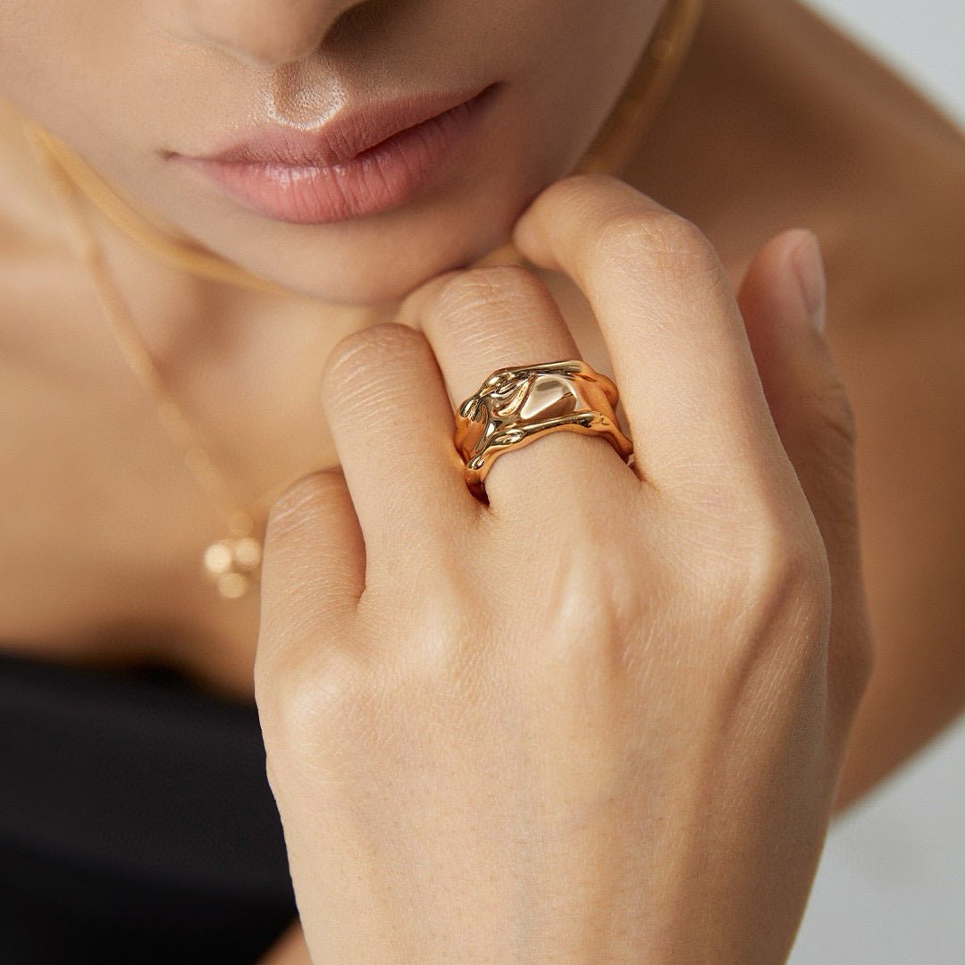 S925 Sterling Silver Wide Band Ring - DOROTHEA JEWELS