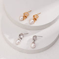S925 Silver Geometric Natural Pearl Drop Earrings - DOROTHEA JEWELS