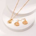 S925 Silver Seashell Pearl Jewelry Set, Necklace & Earrings - DOROTHEA JEWELS