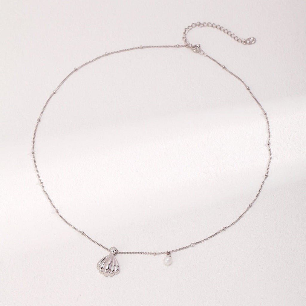 S925 Silver Seashell Pearl Jewelry Set, Necklace & Earrings - DOROTHEA JEWELS