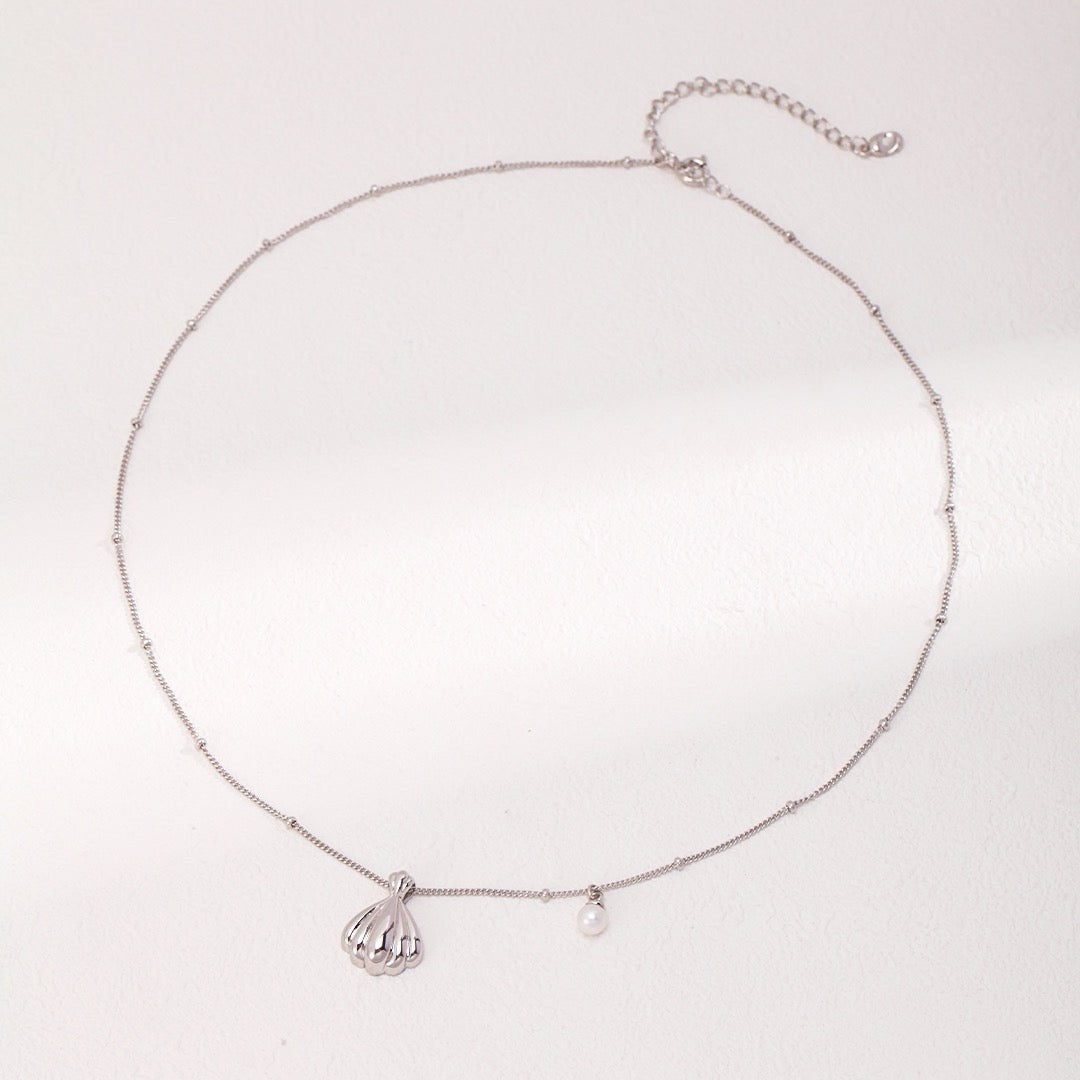 S925 Silver Seashell Pearl Jewelry Set, Necklace & Earrings - DOROTHEA JEWELS