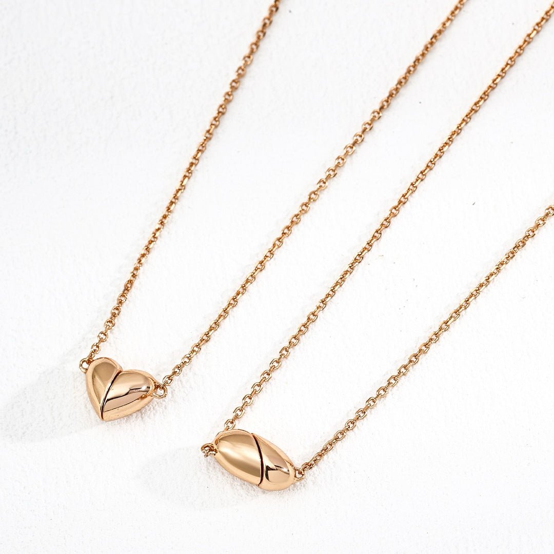 2 - in - 1 Magnetic Convertible Heart Pendant Necklace, S925 Silver - DOROTHEA JEWELS