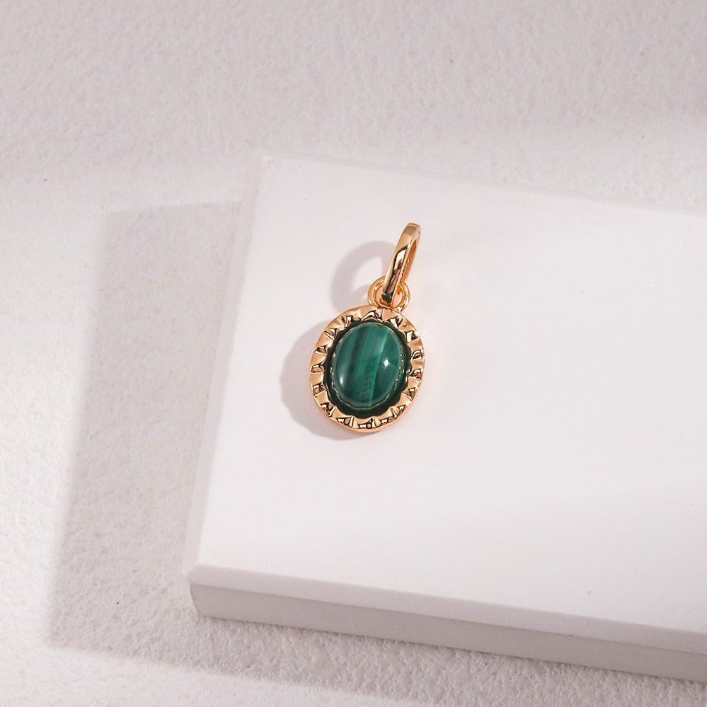 Malachite Oval Charm in 18K Gold Plated S925 Silver - DOROTHEA JEWELS