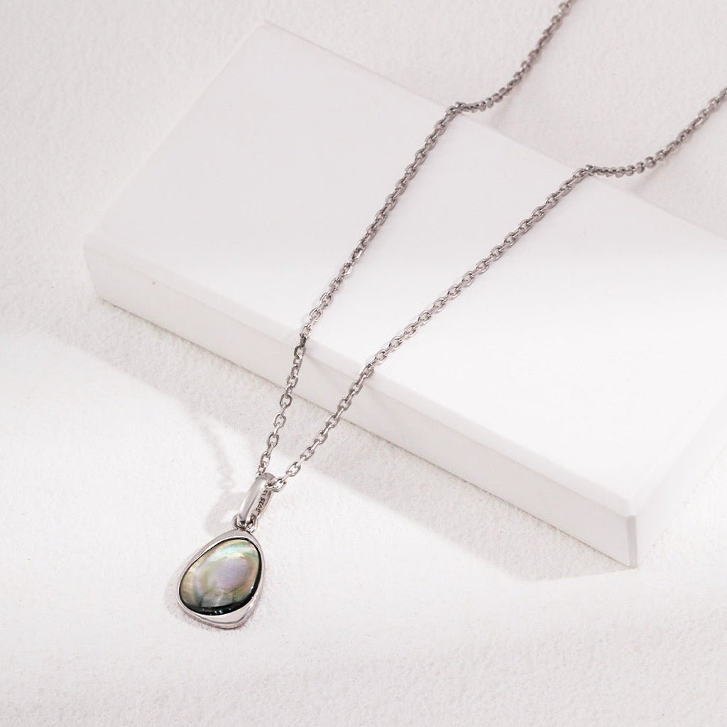 Iridescent Black Mother of Pearl Teardrop Charm in S925 Silver - DOROTHEA JEWELS