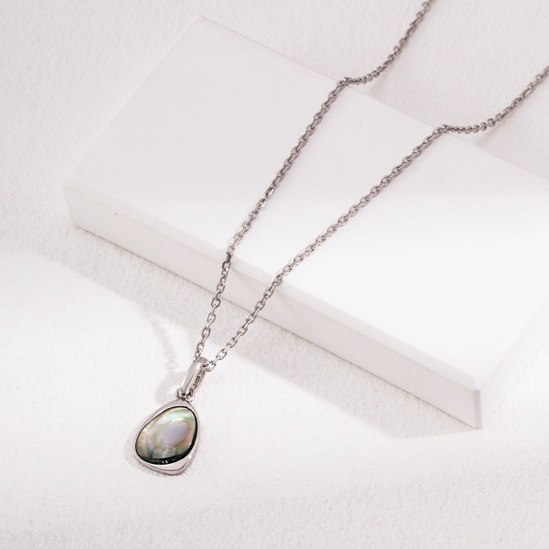 Iridescent Black Mother of Pearl Teardrop Charm in S925 Silver - DOROTHEA JEWELS
