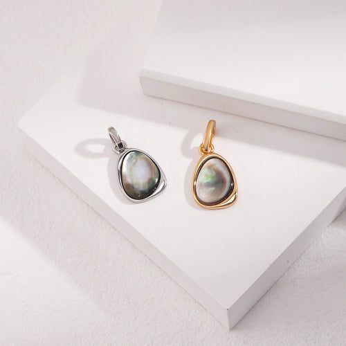 Iridescent Black Mother of Pearl Teardrop Charm in S925 Silver - DOROTHEA JEWELS