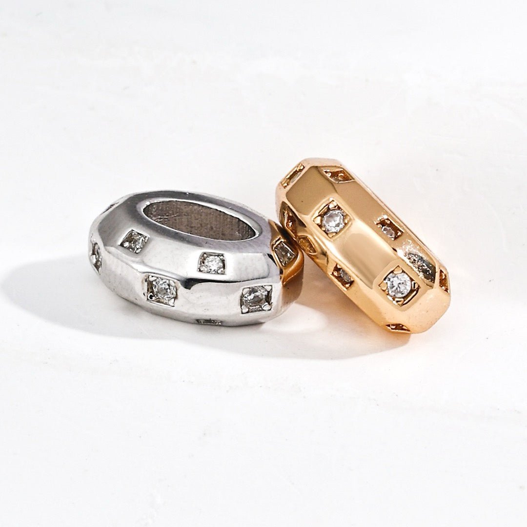 CZ - Studded Spacer Bead Charm in S925 Silver - DOROTHEA JEWELS