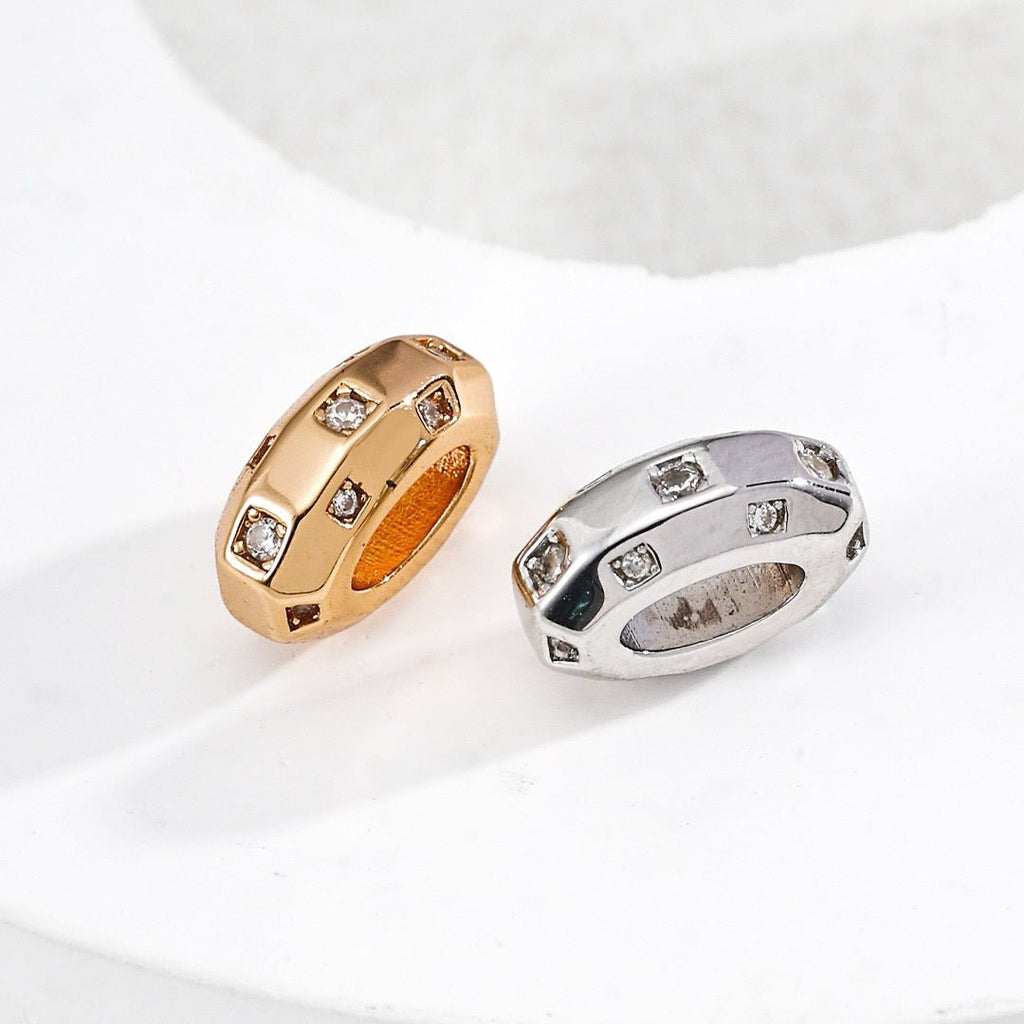 CZ - Studded Spacer Bead Charm in S925 Silver - DOROTHEA JEWELS