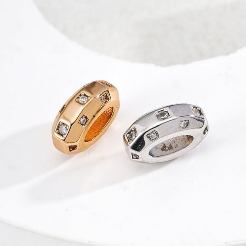 CZ - Studded Spacer Bead Charm in S925 Silver - DOROTHEA JEWELS