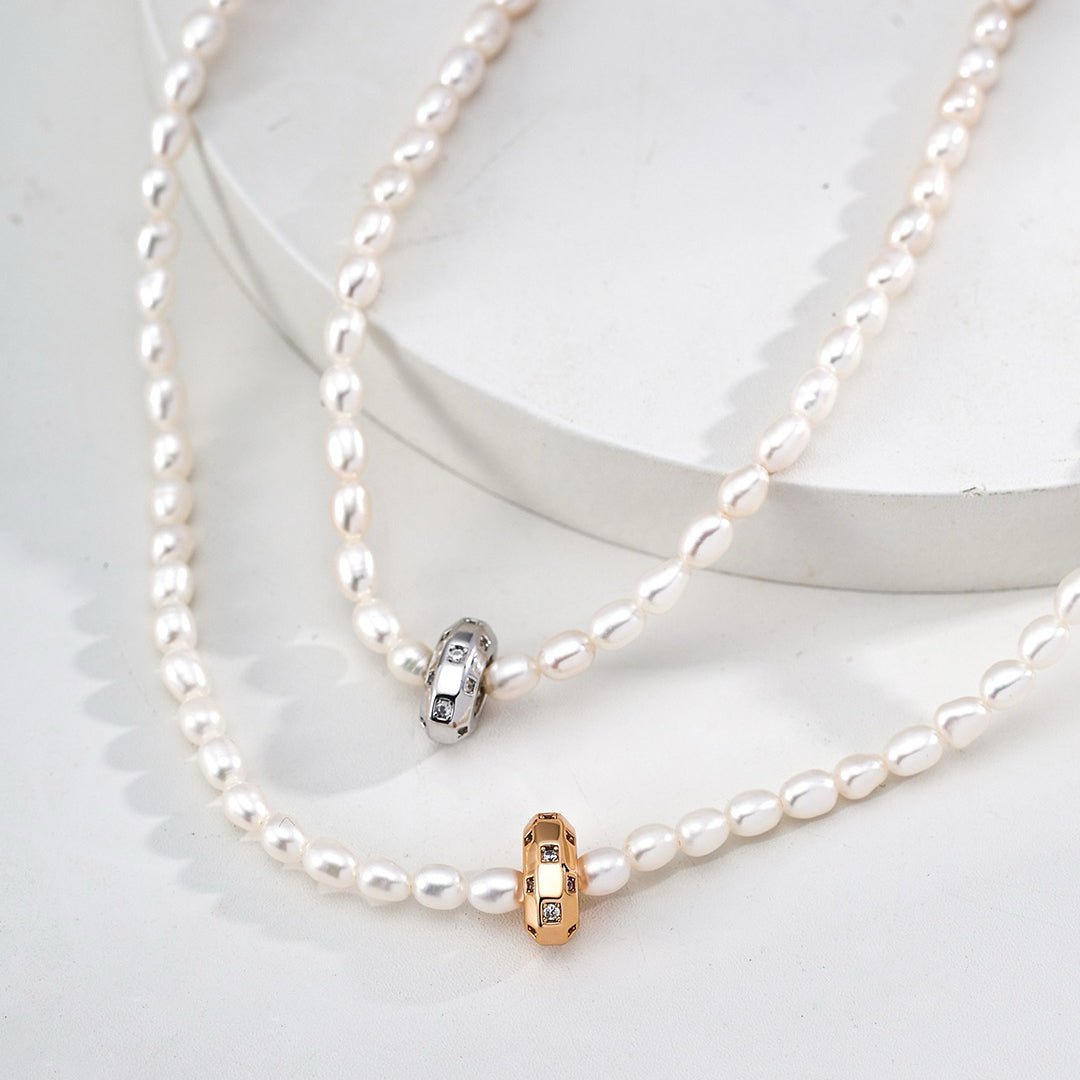 CZ - Studded Spacer Bead Charm in S925 Silver - DOROTHEA JEWELS