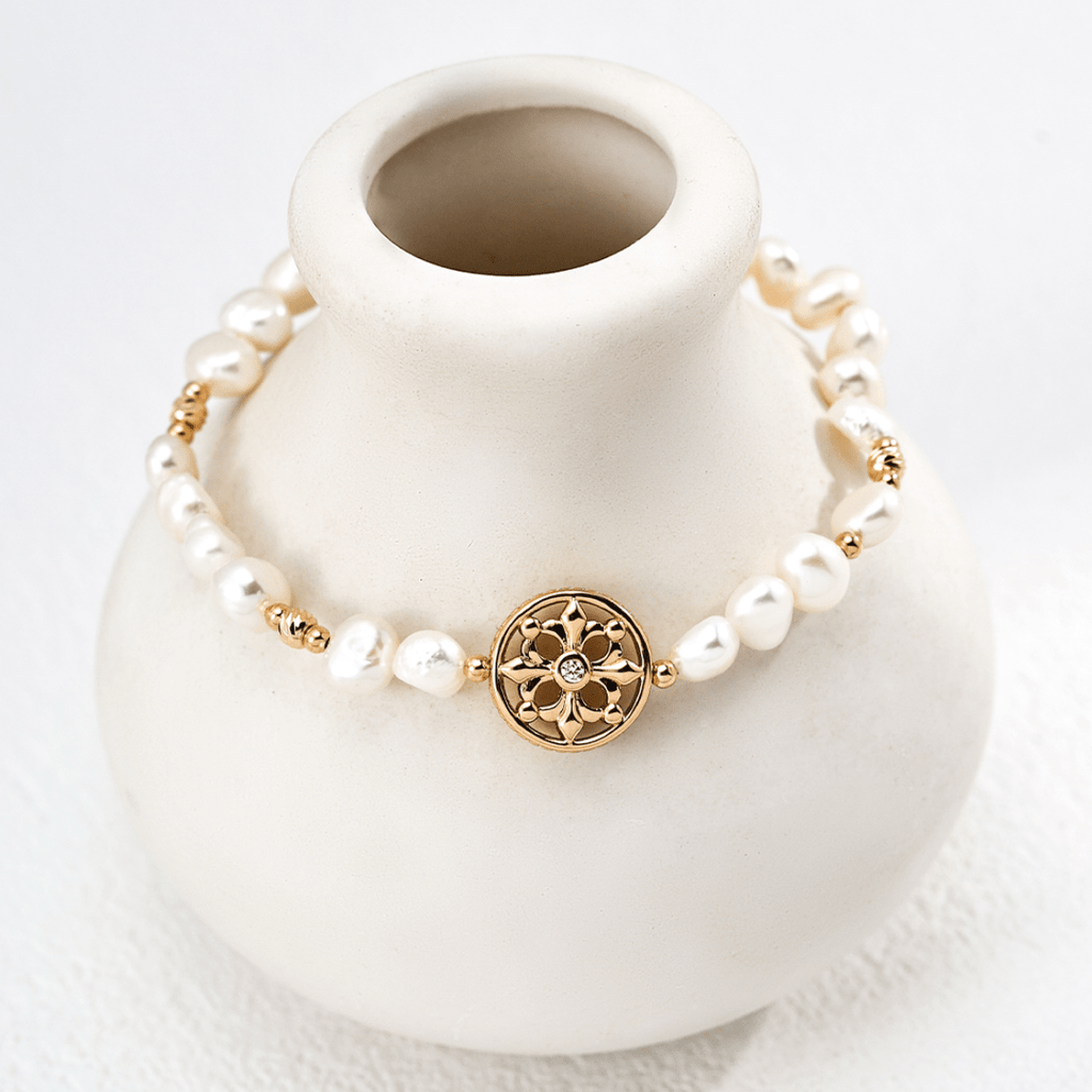 Cross Fleury Natural Pearl Jewelry Set - DOROTHEA JEWELS