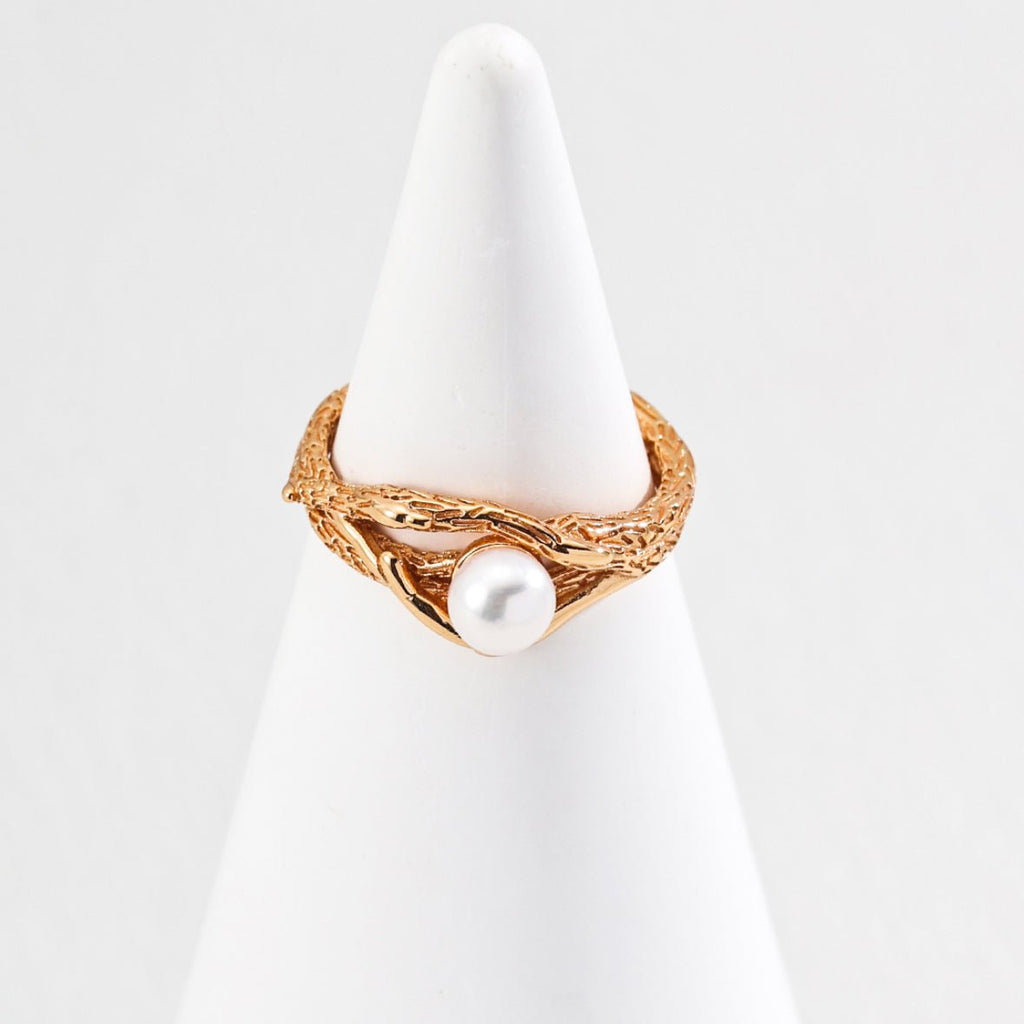 Twisted Branch Natural Pearl Open Ring | S925 Sterling Silver - DOROTHEA JEWELS