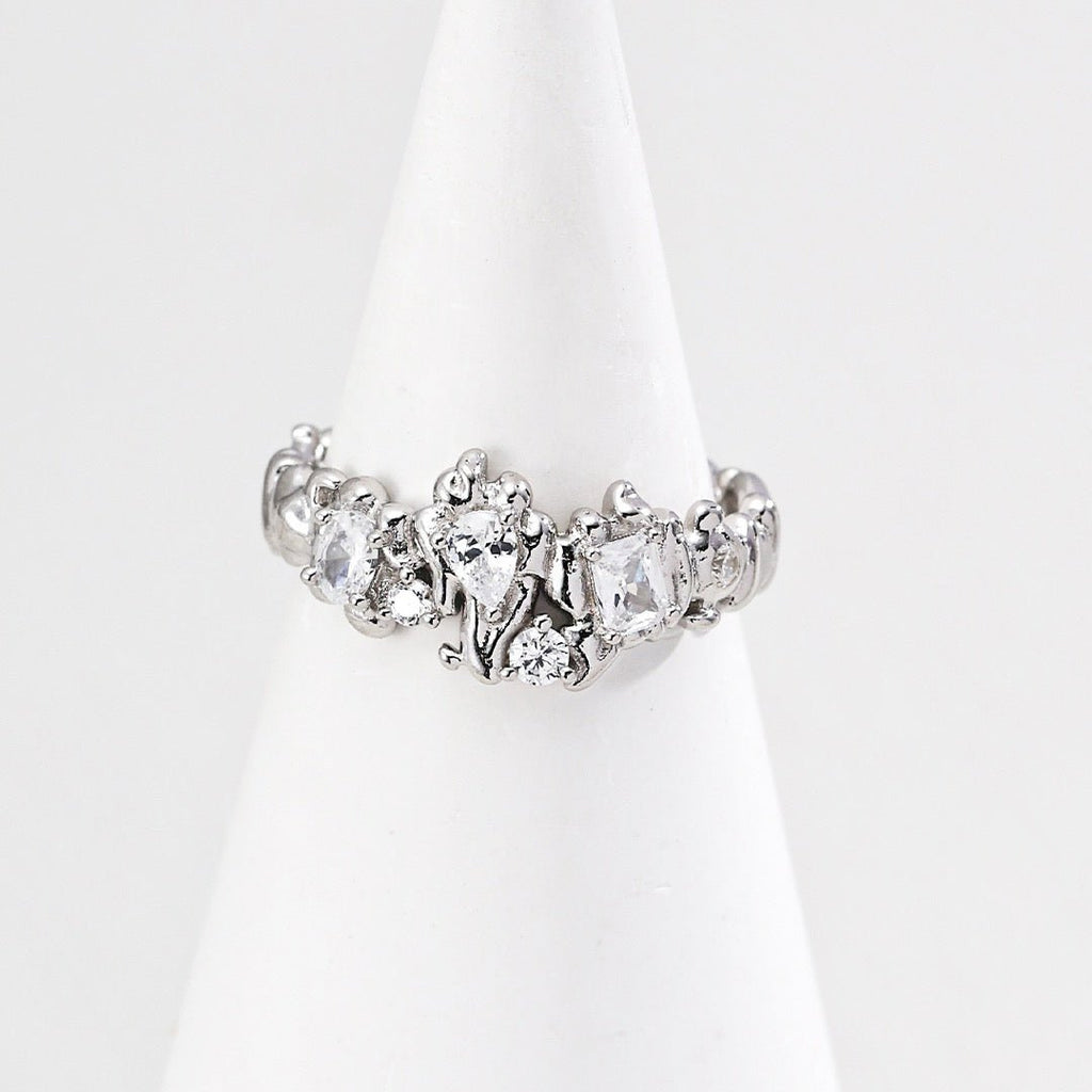 Molten Lava Texture CZ Open Ring | S925 Sterling Silver - DOROTHEA JEWELS