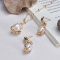 S925 Silver Abstract Pearl Pendant Necklace & Drop Earrings - DOROTHEA JEWELS