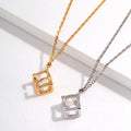 3D Geometric Cube Natural Pearl Pendant Necklace - DOROTHEA JEWELS