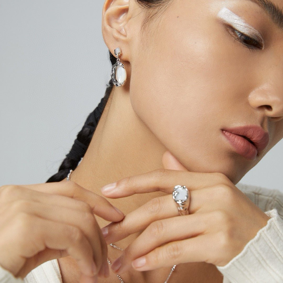 Lava - Cooled Irregular Pattern Natural Mother of Pearl Collection - DOROTHEA JEWELS