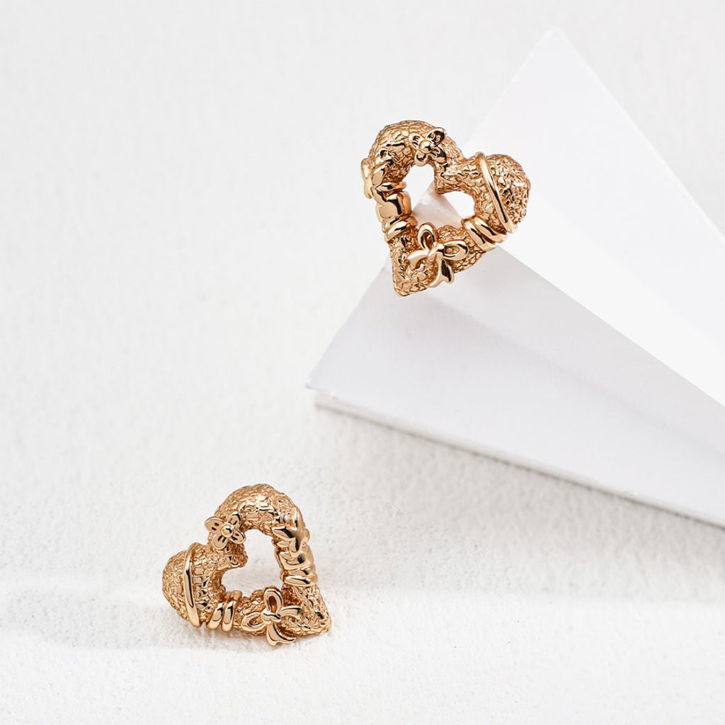 Vintage Bow & Lace Heart Studs - DOROTHEA JEWELS