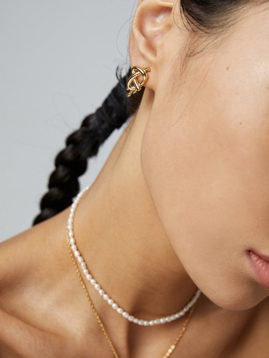 Heart Bow Knot Collection Sterling Silver Pearl Necklace/ Earrings - DOROTHEA JEWELS