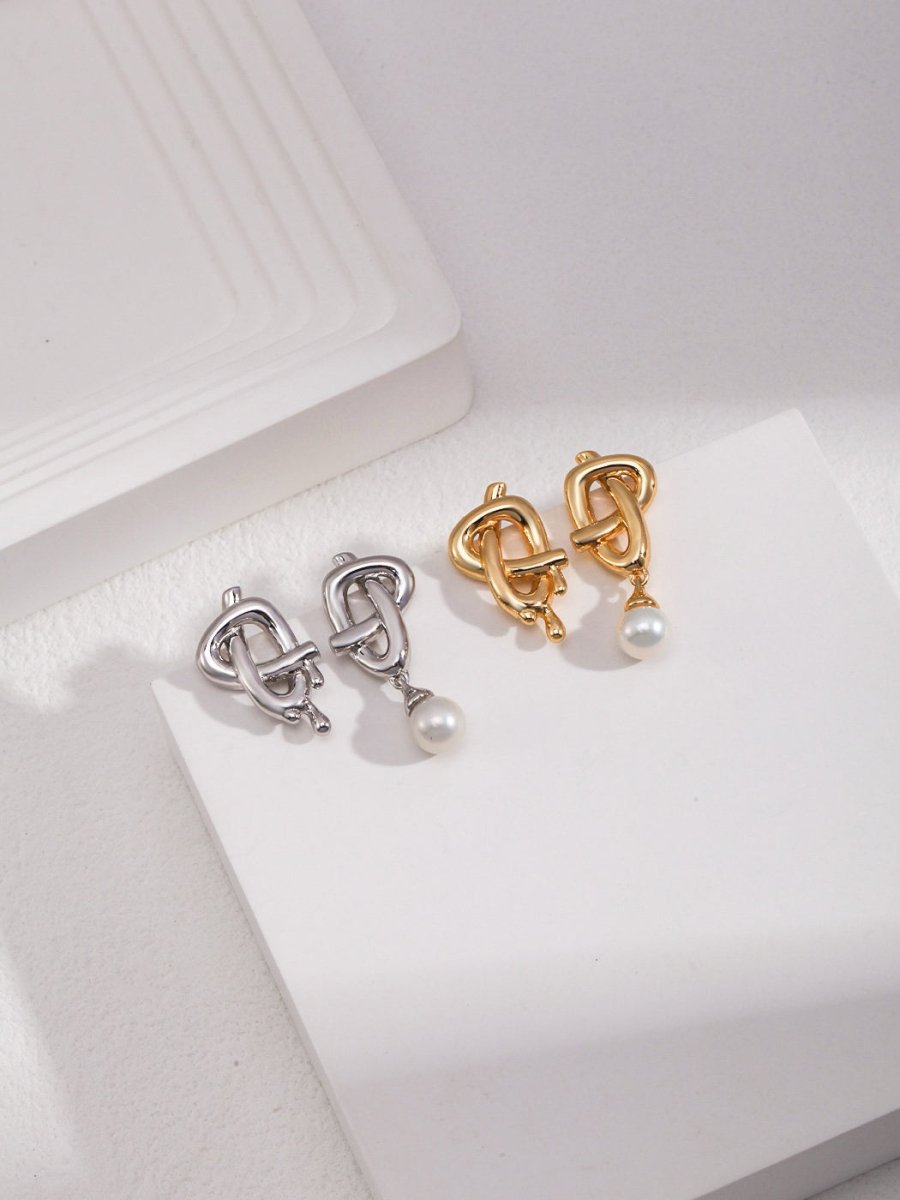 Heart Bow Knot Collection Sterling Silver Pearl Necklace/ Earrings - DOROTHEA JEWELS