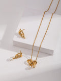 Heart Bow Knot Collection Sterling Silver Pearl Necklace/ Earrings - DOROTHEA JEWELS