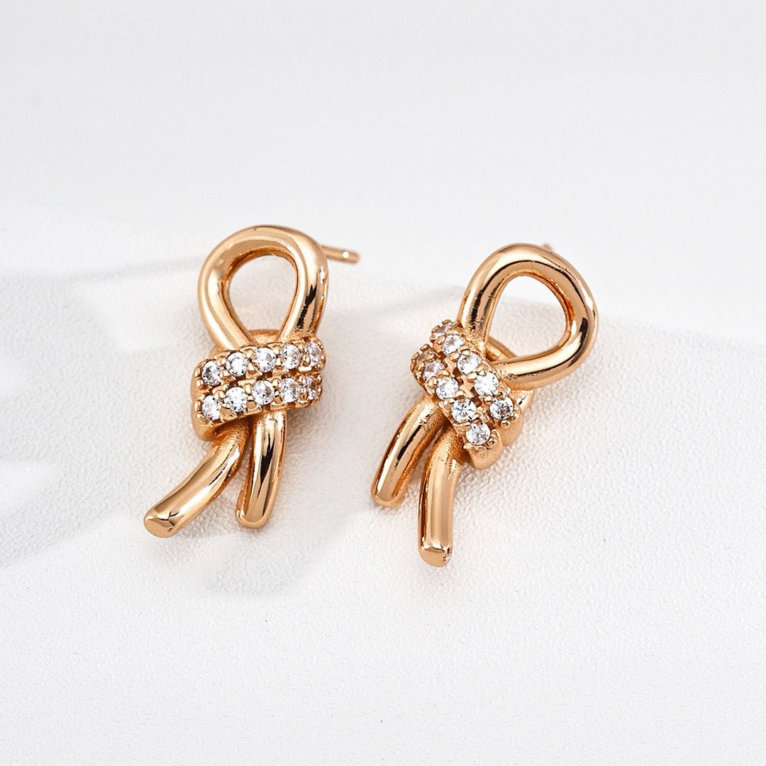 Knot Crystal Stud Earrings - DOROTHEA JEWELS