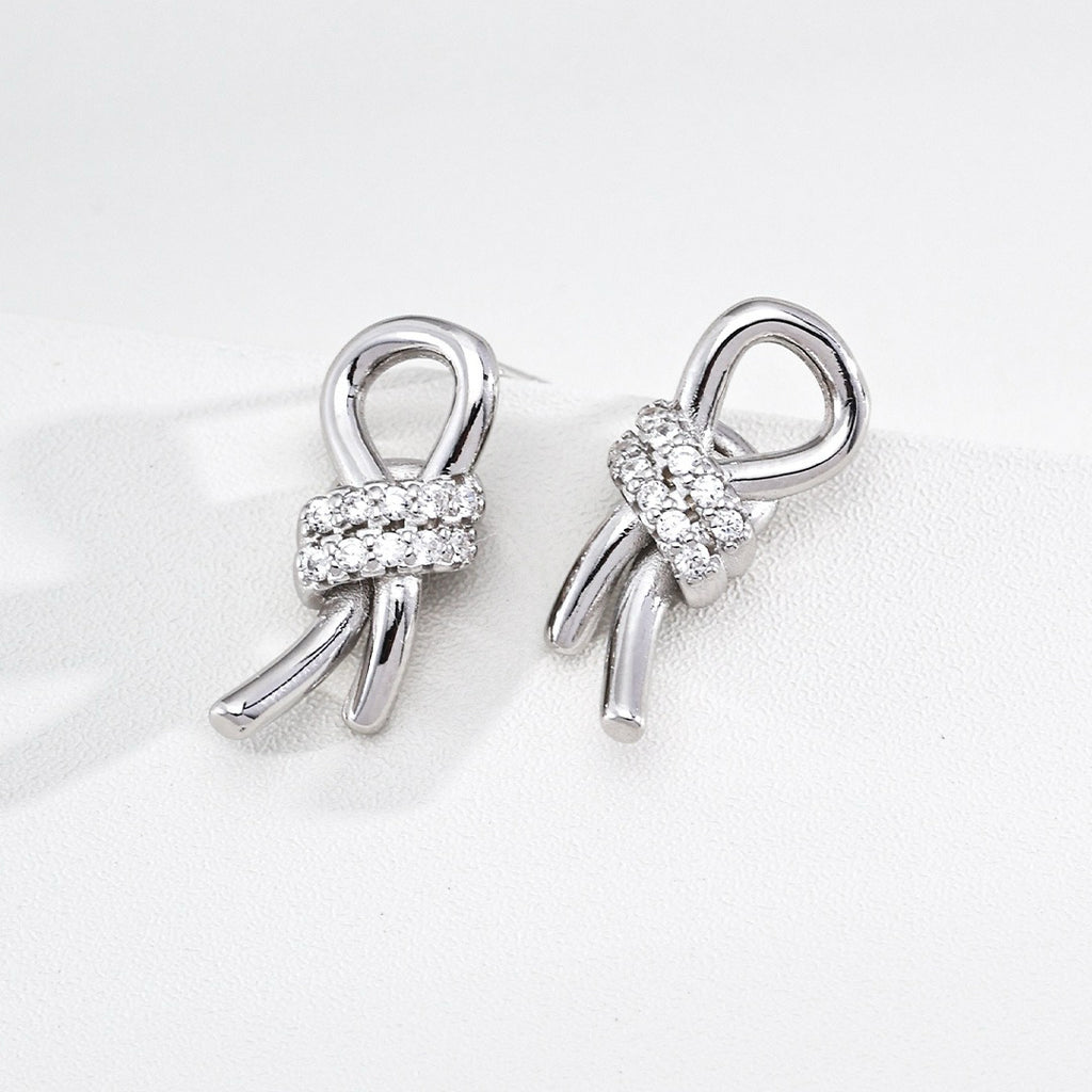 Knot Crystal Stud Earrings - DOROTHEA JEWELS