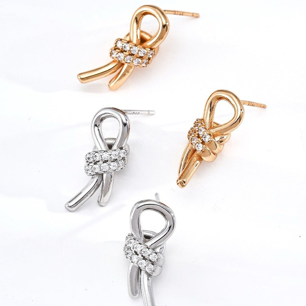 Knot Crystal Stud Earrings - DOROTHEA JEWELS