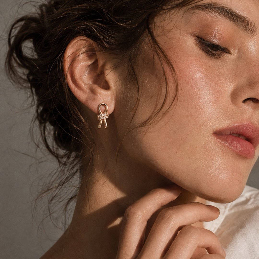 Knot Crystal Stud Earrings - DOROTHEA JEWELS