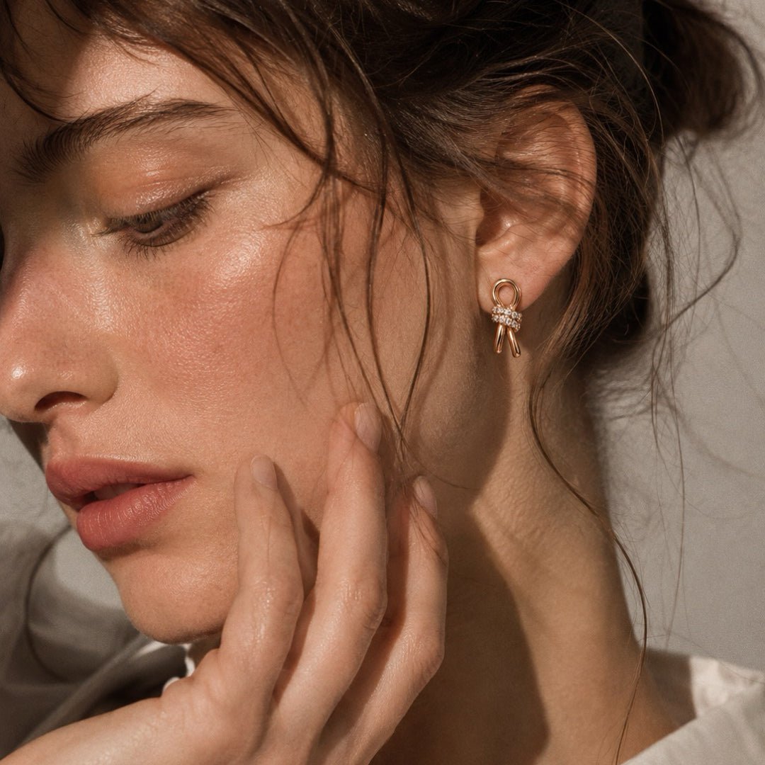 Knot Crystal Stud Earrings - DOROTHEA JEWELS