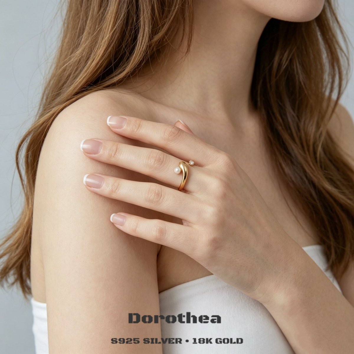 Shooting Star Wish Open Ring | S925 Silver, Natural Pearl & Cubic Zirconia - DOROTHEA JEWELS