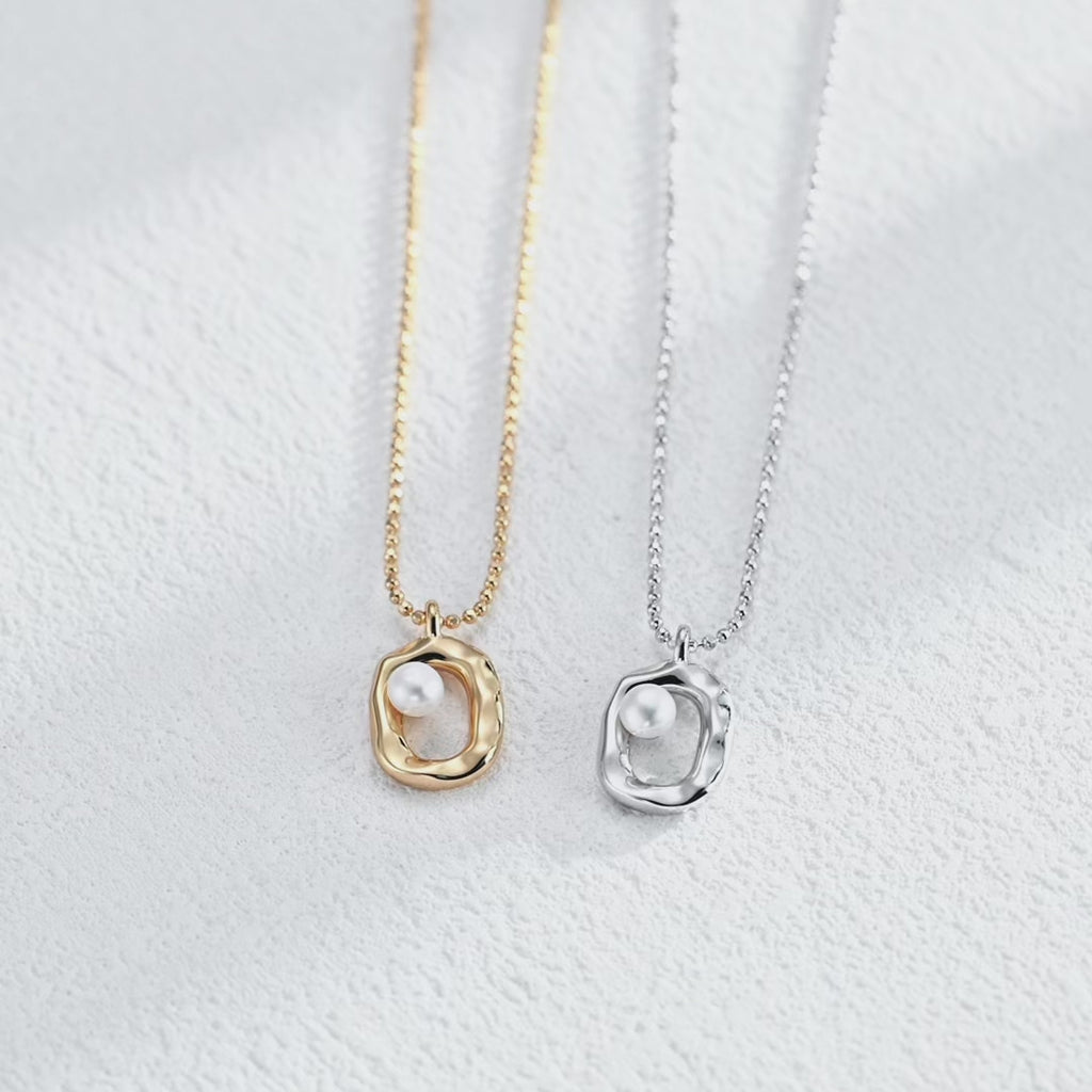 【Dorothea】Irregular Open Frame Natural Pearl S925 Silver Necklace